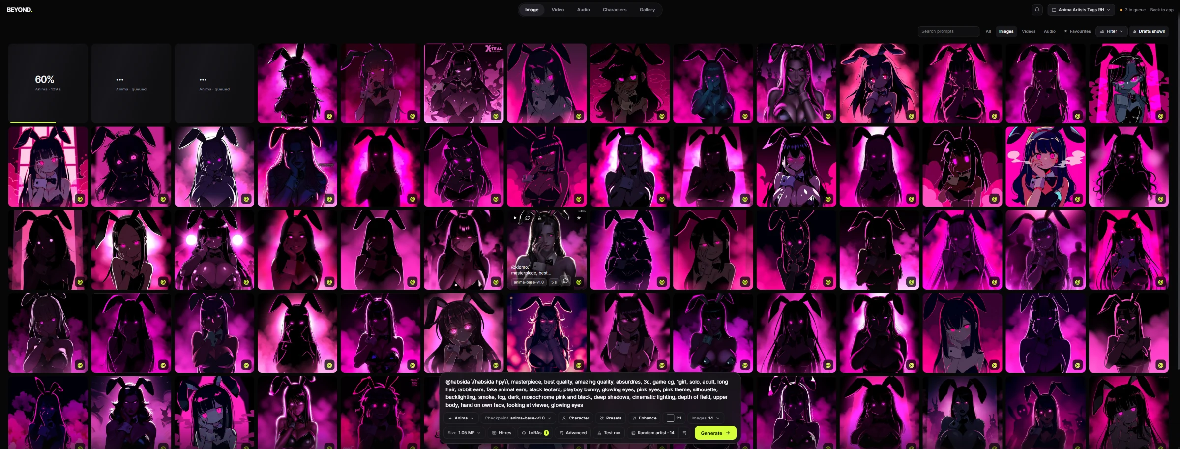 1,500 Anima artist styles on RunningHub for about ~1-5 coin each