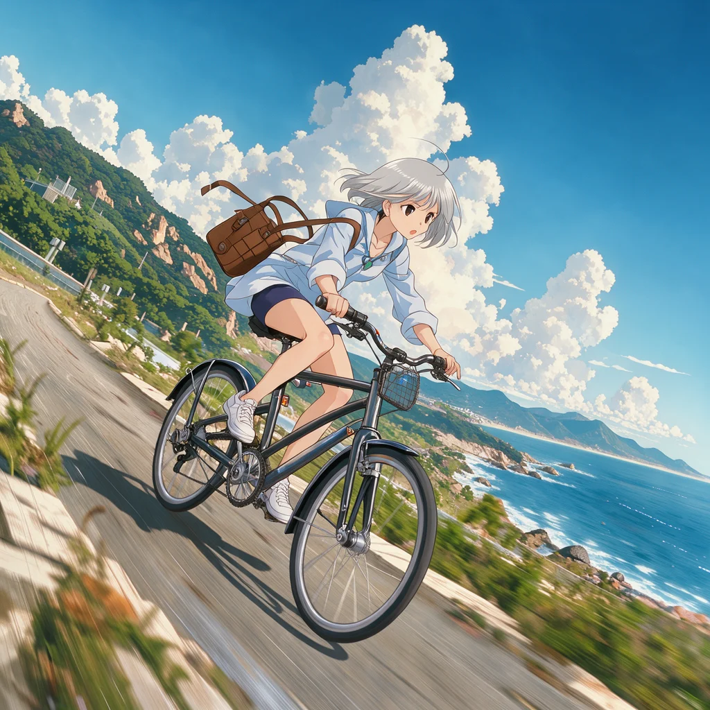 FLUX 3 Image Klein: cyclist anime